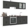 Set dulap de bucătărie 8 piese &bdquo;Kalmar&rdquo; lemn negru prelucrat