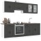 Set dulap de bucătărie 8 piese &bdquo;Kalmar&rdquo; lemn negru prelucrat