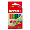 Creioane colorate cerate, 12 culori, textura moale, forma triunghiulara, Kores