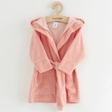 Halat de baie copii New Baby Comfortably, cu gluga, buzunare si cordon, pink, bumbac 100%, marime 104/110