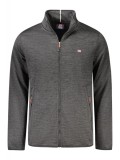 Cumpara ieftin Bluza cu fermoar barbati, cu 2 buzunare exterioare, cu mini logo brodat, Regular fit, negru, L