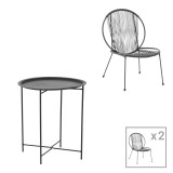 Cumpara ieftin Set de 3 buc masa si scaune de gradina Dapper Caius metal negru 64.5x74.5x76 cm