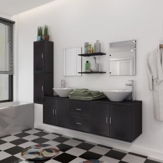Gossi set mobilier baie format din 9 piese cu chiuvete incluse, negru