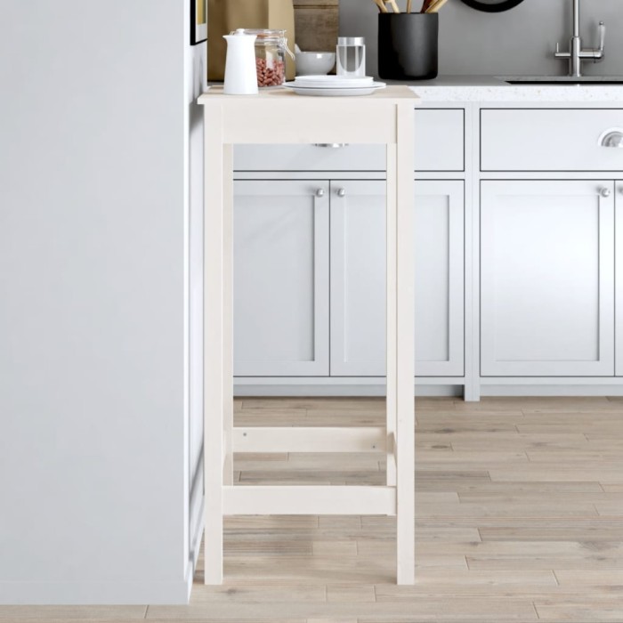 vidaXL Masă de bar, alb, 50x50x110 cm, lemn masiv de pin 833264