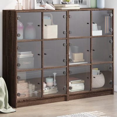 vidaXL Bibliotecă cu uși, stejar maro, 136x37x109 cm, lemn compozit 3206516 foto