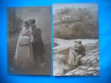 HOPCT 1679 CUPLU-ROMANTICA-FRANTA--LOT 2 CARTI POSTALE VECHI-CIRCULATE