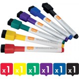 Marker pentru table si flipcharturi, varf rotund 2 mm, burete integrat, mini, 6 buc/cutie, diverse culori NOBO