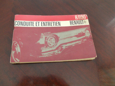 Carte de conducere,intretinere Renault R1190,1965-franceza,romana+cert.garantie foto