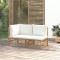 Gossi set mobilier de gradina cu perne alb crem, 2 piese, bambus