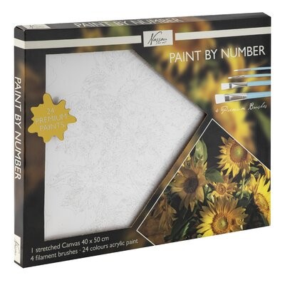 Pictura pe numere Floarea Soarelui, 40x50cm, 24 culori, 4 pensule foto
