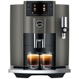 Espressor automat Jura E8 Piano Dark Inox, 1450W, 15 bar, 17 bauturi, sistem spumare lapte, rezervor apa 1.9l, recipient cafea 280g, argintiu