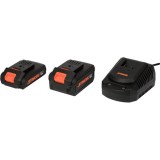 STHOR Set 2 acumulatori Li-Ion 4Ah+2Ah si incarcator pentru gama Sthor 20V