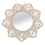 Oglinda Rotunda Bej cu Macrameu &amp;amp; Margele Ceramice &Oslash;58cm