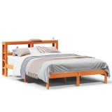 Cumpara ieftin Cadru de pat cu tablie, maro ceruit, 135x190 cm, lemn masiv pin