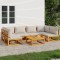 Gossi set mobilier gradina, perne gri deschis, 7 piese, lemn masiv