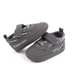 Pantofiori gri pentru baietei - Plaid (Marime Disponibila: 6-9 luni (Marimea 19 foto