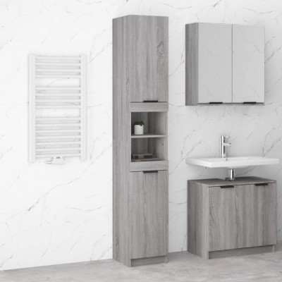 vidaXL Dulap de baie, sonoma gri, 32x34x188,5 cm, lemn prelucrat 817070 foto