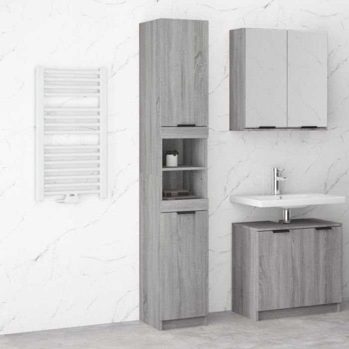 vidaXL Dulap de baie, sonoma gri, 32x34x188,5 cm, lemn prelucrat 817070