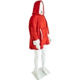 Patura tip hanorac, cu maneci, gluga si buzunare, material plus, marime universala, rosu Household NewTrend