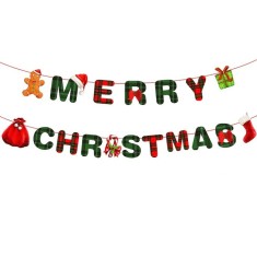 Decoratiune de craciun, flippy, tip banner, pentru usa sau perete, litere 12 x 13 cm, multicolor, 18 piese, sfoara inclusa, merry christmas