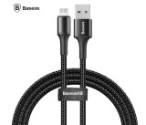 CABLU alimentare si date Baseus Halo, Fast Charging Data Cable pt. smartphone, USB la Lightning iPhone 2.4A, brodat, LED, 1m, negru &quot;CALGH-B01&quot; (timbr
