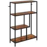 HOMCOM Bibliotecă cu 4 Rafturi, Stil Industrial, Lemn și Metal, 77x30x116cm, Maro | Aosom Romania