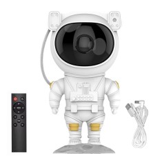 Proiector de stele Astronaut, copii si adulti, LED, Telecomanda, reglare 360&ordm;, Alb