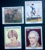 Republica Centrafricana 1982 Prințesa Diana, G. Washington, Goethe, Edouard Manet serie nestampilat