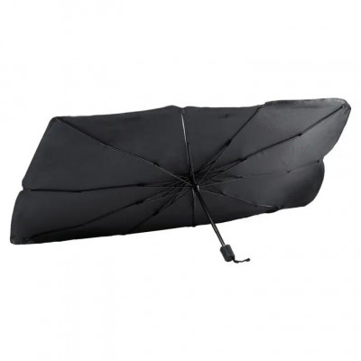 Parasolar pliabil tip umbrela pentru parbriz, 124 x 64 cm, negru foto