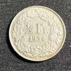 Moneda 1/2 franci 1934 Elveția argint