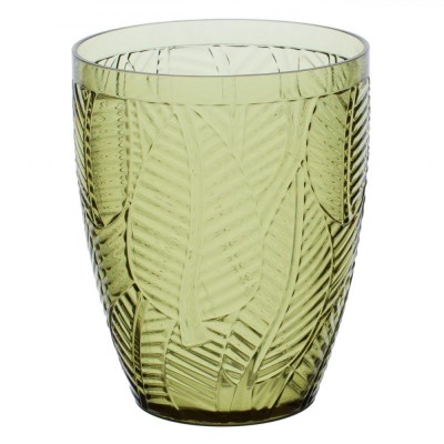 Pahar Plastic, Model Frunze Tropicale, Culoare Verde, Capacitate 475ml foto