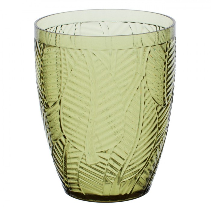 Pahar Plastic, Model Frunze Tropicale, Culoare Verde, Capacitate 475ml
