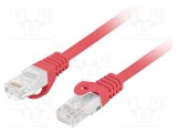 Patch cord LANBERG RJ45 U/UTP Cat 6 LSZH 15m roșu