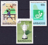 DB1 Sport Tenis de Masa Barbados 1983 3 v. MNH, Nestampilat