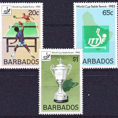 DB1 Sport Tenis de Masa Barbados 1983 3 v. MNH