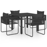 Cumpara ieftin Set mobilier masa de gradina, 5 piese, negru, ratan PVC