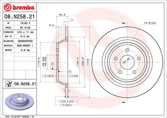 BREMBO 08.N258.21 PRIME LINE - UV Coated Disc frana