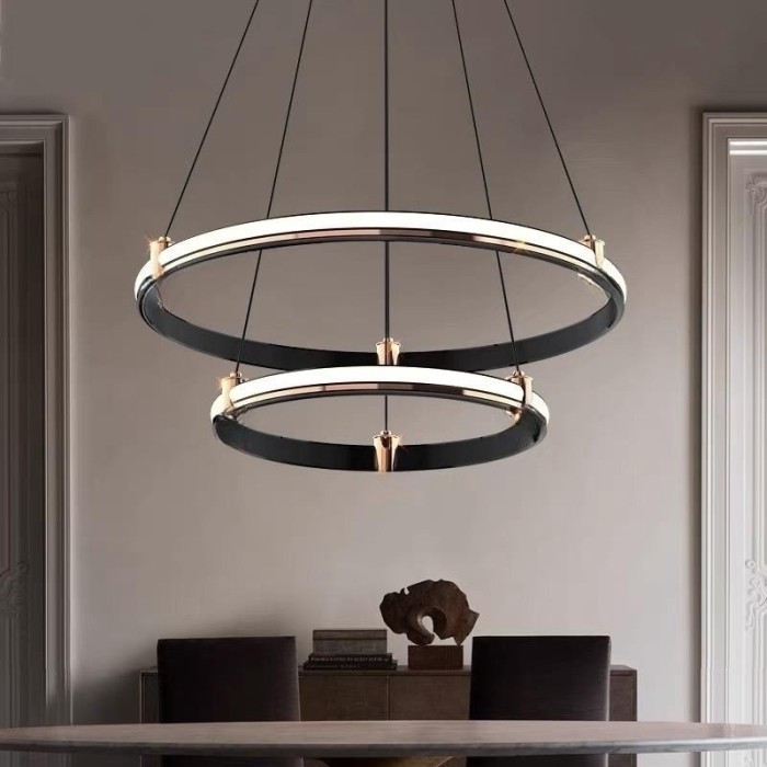 Lustra LED Negru cu 2 Cercuri