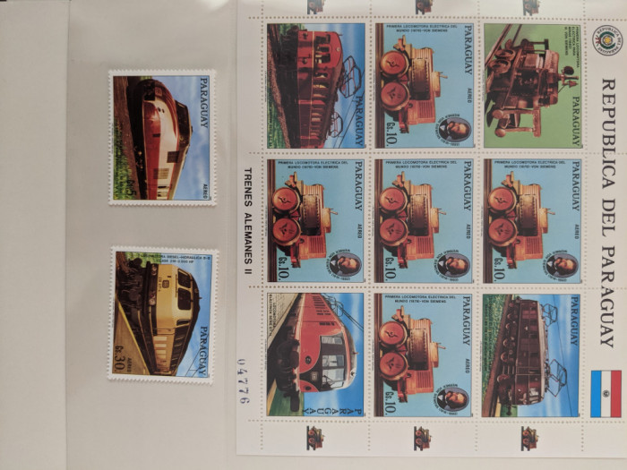 paraguay - Timbre trenuri, locomotive, cai ferate, nestampilate MNH