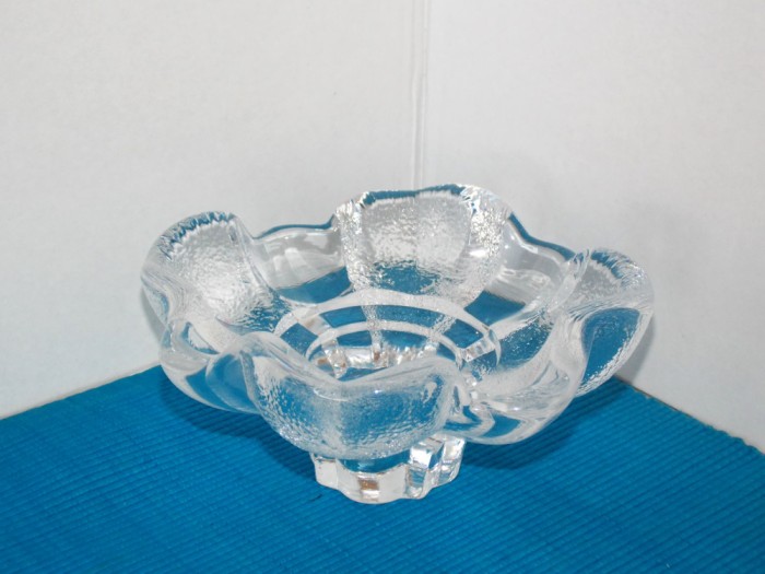 Bol cristal suflat manual &icirc;n mulaj, mould-blown - Blomvanda - design Lars Hellsten, Orrefors Suedia