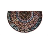 Covoras pentru usa, semicerc, multicolor, cu model reliefat, 75x45 cm