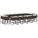 Cumpara ieftin Set mobilier de gradina cu perne, 15 piese, maro, poliratan