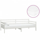 Cumpara ieftin Pat de zi cu saltea, alb, 90x200 cm, lemn masiv de pin