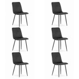 Set 6 scaune bucatarie/living, Artool, Lava, catifea, metal, negru, 43x51x90 cm GartenVIP DiyLine