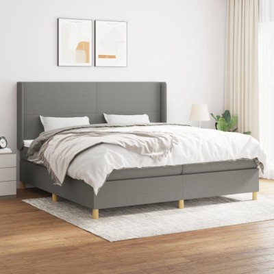 vidaXL Pat box spring cu saltea, gri &amp;icirc;nchis, 200x200 cm, textil 3131858 foto