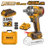 Masina de insurubat pistol cu impact 400 nm, 20 v 1/2, cu 2 acumulatori, pentru insurubare rapida - Ingco CIWLI2040E