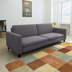 Canapea pentru 3 persoane, material textil, gri inchis foto