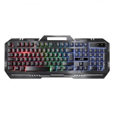 Tastatură Gaming i-JMB, LED RGB, Cadru Metalic, Suport Telefon, Negru, Multicolor