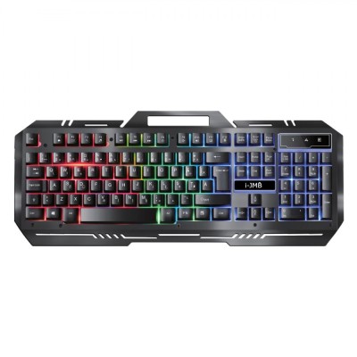 Tastatură Gaming i-JMB, LED RGB, Cadru Metalic, Suport Telefon, Negru, Multicolor foto