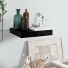 Gossi raft de perete suspendat negru extralucios, 23x23,5x3,8 cm, mdf